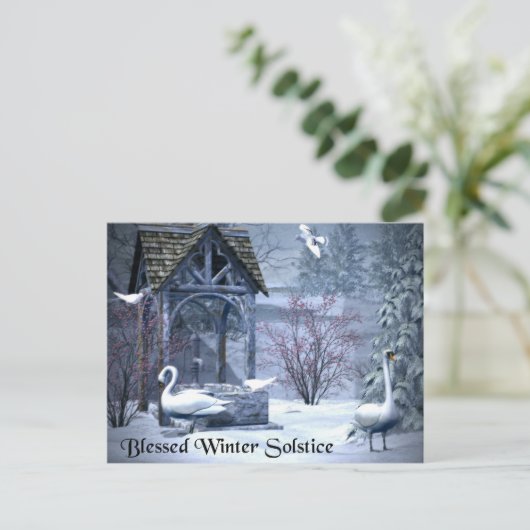 Zachte wintersolstiekswans briefkaart (Staand voorkant)