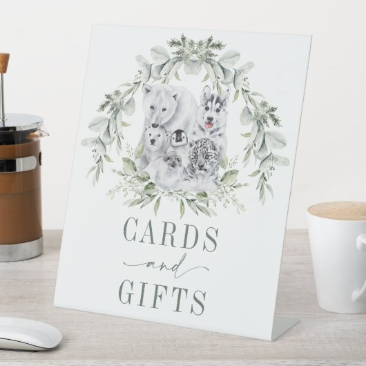 Zachte wintervakantie Arctic Animals Kaarten & ges Reclamebord Met Voetstuk (Insitu)