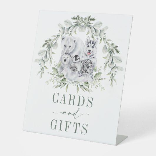 Zachte wintervakantie Arctic Animals Kaarten & ges Reclamebord Met Voetstuk (Voorkant)