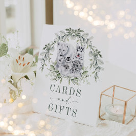 Zachte wintervakantie Arctic Animals Kaarten & ges Reclamebord Met Voetstuk