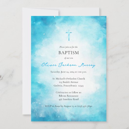 Zachte Witte Azuurblauwe Wolken Orthodoxe Doop     Kaart (Voorkant)