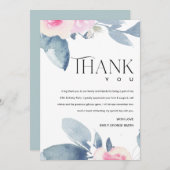 ZACHTE WITTE BLAUWE BLUSH FLORALE 25E VERJAARDAG E BEDANKKAART (Voorkant / Achterkant)