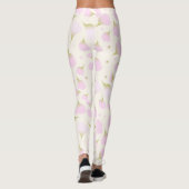 Zachte witte bloemen pastelbloemblaadjes patroon leggings (Achterkant)