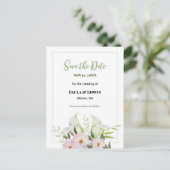 Zachte witte Calla Lily Roos bruiloft Save The Dat Aankondigingskaart (Staand voorkant)