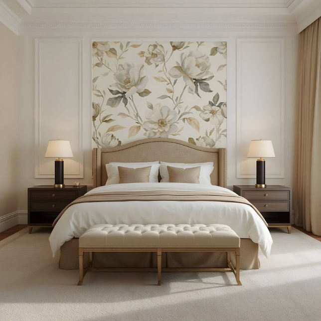 Zachte Witte Camellia Bloemmotief Behang (Creator heeft geüpload)