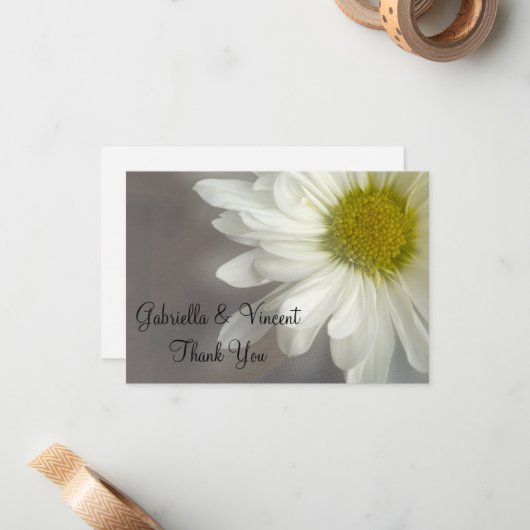 Zachte Witte Dagen over Grijze bruiloft Notitiekaartje (Voorkant / Achterkant in situ)