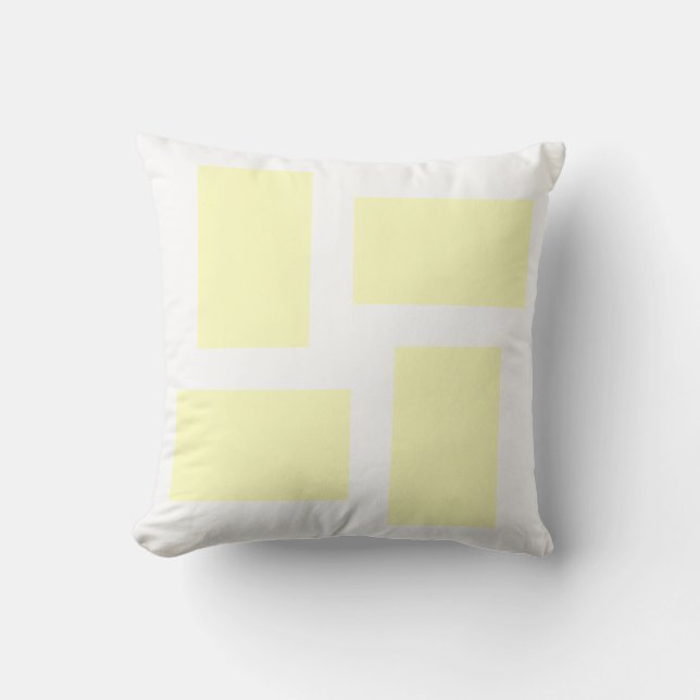 Zachte witte en gele pastel abstract ontwerp kussen (Voorkant)