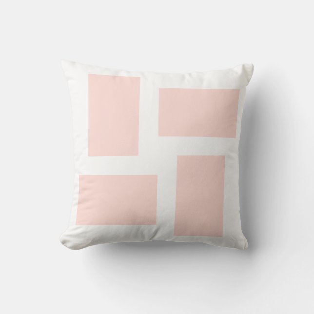 Zachte witte en pastelroze abstracte ontwerp kussen (Voorkant)