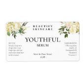 Zachte witte florale oplossing Face Serum Labels (Voorkant)