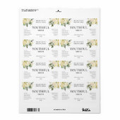 Zachte witte florale oplossing Face Serum Labels (Full Sheet)