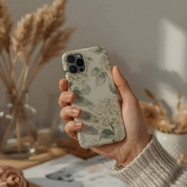 Zachte Witte Hortensia Bloemmotief iPhone 15 Pro Case