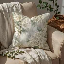Zachte Witte Hortensia Bloemmotief Kussen