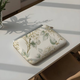 Zachte Witte Hortensia Bloemmotief Laptop Sleeve