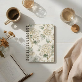 Zachte Witte Hortensia Bloemmotief Notitieboek