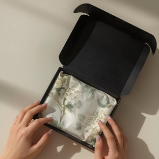 Zachte Witte Hortensia Bloempatroon Tissuepapier