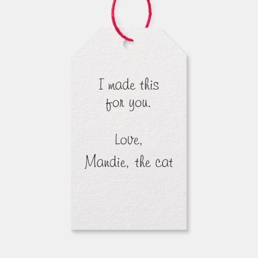 Zachte Witte Kat Kunstenaar Cadeaubijsluiter Cadeaulabel (Achterkant)