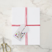 Zachte Witte Kat Kunstenaar Cadeaubijsluiter Cadeaulabel (Met Touw)