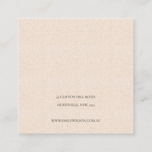 Zachte witte keramische textuurstaaf met oormerk vierkante visitekaartje (Achterkant)