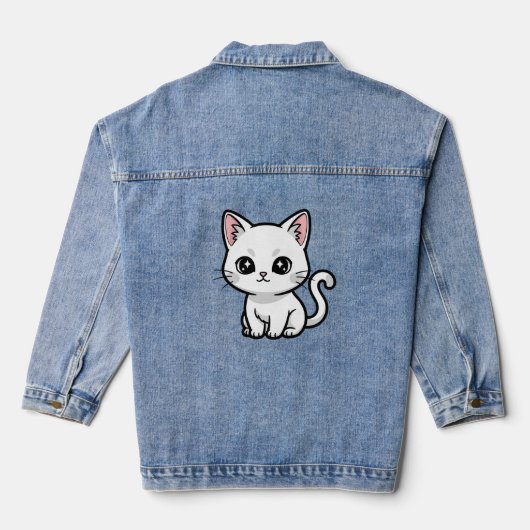 Zachte Witte Kitten Denim Jacket (Achterkant)