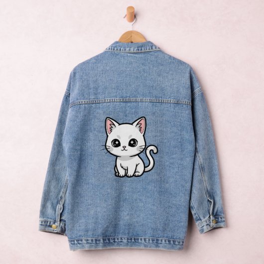 Zachte Witte Kitten Denim Jacket (Hangar)