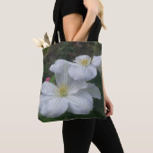 Zachte witte klematis-bloem tote bag (Dichtbij)