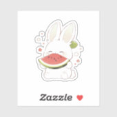 Zachte Witte Konijn Eet Watermeloen Sticker (Vel)