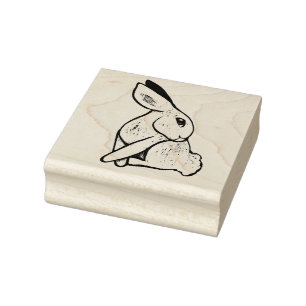 Zachte Witte Konijn Konijn Illustratie Rubberstempel