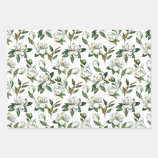 Zachte Witte Magnolia Bloemen Bruids Huwelijk Inpakpapier Vel (Voorkant)