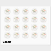 Zachte Witte Pompoen Blush Bloem Bruiloft Feest Ronde Sticker (Vel)