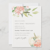 Zachte Witte Pompoen Blush Bloemige Trouw Uitnodig Bedankkaart (Voorkant)
