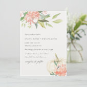 Zachte Witte Pompoen Blush Bloemige Trouw Uitnodig Bedankkaart (Staand voorkant)