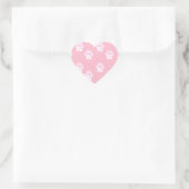 Zachte witte pootafdruk op roze hart sticker (Tas)