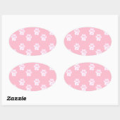 Zachte witte pootafdruk op roze ovale sticker (Vel)