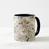 Zachte Witte Roos Beige Bloemmotief  Mok (Voorkant rechts)