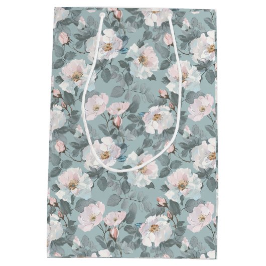 Zachte witte rozen medium cadeauzakje (Achterkant)