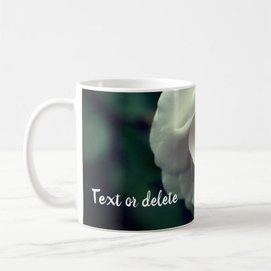 Zachte witte rozen, speciaal gepersonaliseerd koffiemok (Links)