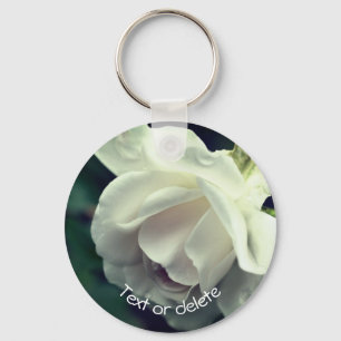 Zachte witte rozen, speciaal gepersonaliseerd sleutelhanger