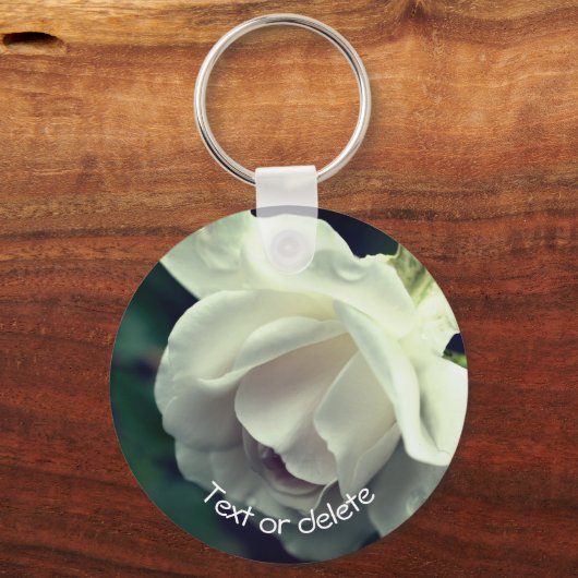 Zachte witte rozen, speciaal gepersonaliseerd sleutelhanger (Voorkant)