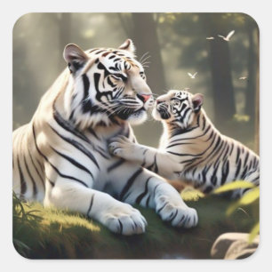 Zachte Witte Tijger Sticker – Minimaal & Elegant