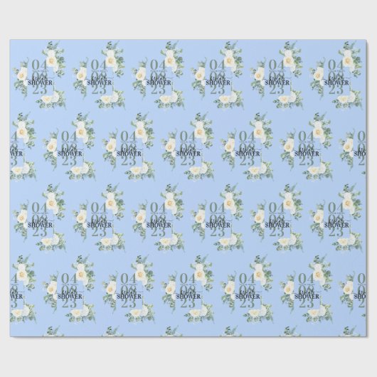 Zachte witte Waterverf Rozen Eucalyptus Blue Cadeaupapier (Vlak)