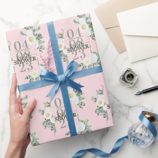 Zachte witte Waterverf Rozen Eucalyptus Pink Cadeaupapier (Geschenken)