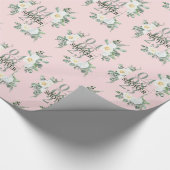 Zachte witte Waterverf Rozen Eucalyptus Pink Cadeaupapier (Hoek)