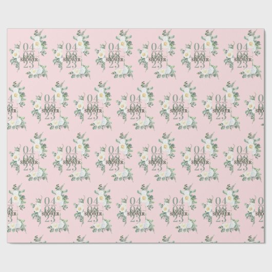 Zachte witte Waterverf Rozen Eucalyptus Pink Cadeaupapier (Vlak)