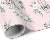 Zachte witte Waterverf Rozen Eucalyptus Pink Cadeaupapier (Rol Hoek)
