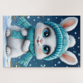 ❄️ Zachte Witte Winter Konijn Cadeau Voor Kinderen Legpuzzel (Horizontaal)