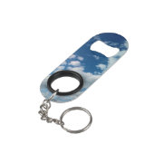 Zachte witte wolken mini flessenopener (Achterkant Gekanteld)