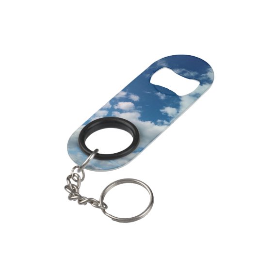 Zachte witte wolken mini flessenopener (Achterkant Gekanteld)