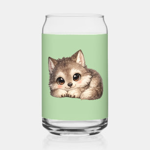 Zachte Wolf Welp met Grote Ogen Transparante Stadi Blikvorm Glas
