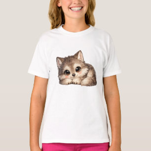 Zachte Wolf Welp met Grote Ogen Transparante Stadi T-shirt
