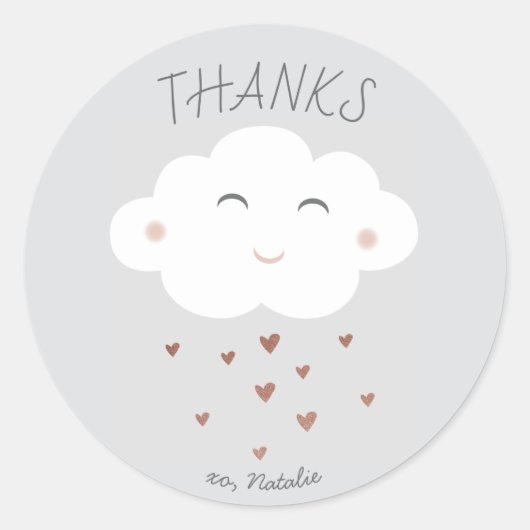Zachte wolk baby shower bedank sticker (Voorkant)